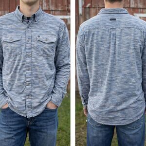 Ocean Current Men’s XXL Blue Heavy Cotton Button-Down Shirt Long Sleeve